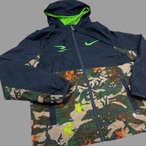 Nike Jacket Boy Gray Brown Camo Windbreaker Track Suit Size M 10/12, L 14/16 New